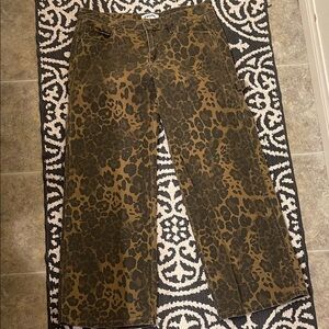Leopard print baggy carpenter jeans